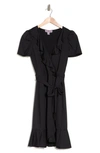 Love By Design Viola Faux Wrap Mini Dress In Black