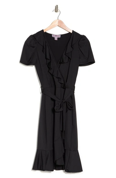 Love By Design Viola Faux Wrap Mini Dress In Black