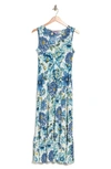 Love By Design Alba Sleeveless Tiered Maxi Dress In Art Nouveau Blue
