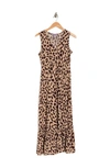 Love By Design Alba Sleeveless Tiered Maxi Dress In Chocolate Cheetah