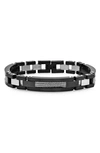 Hmy Jewelry Two-tone Ip Stainless Steel Bracelet In Black / Metallic