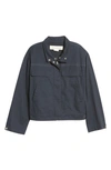 Treasure & Bond Stand Collar Cotton Twill Jacket In Navy Blazer