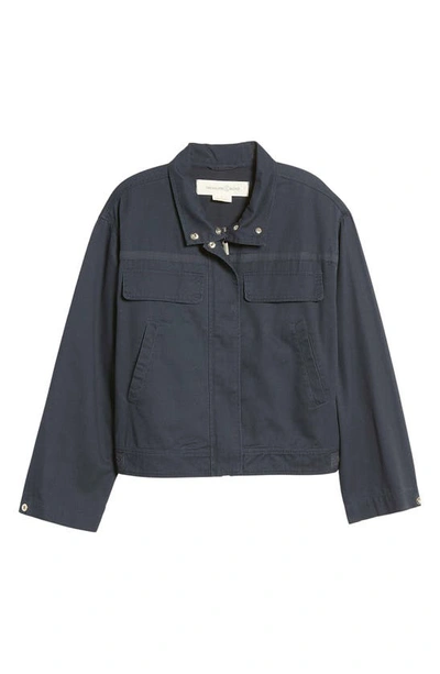 Treasure & Bond Stand Collar Cotton Twill Jacket In Navy Blazer