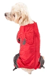 Touchdog Quantum-ice Full-bodied Adjustable And 3m Reflective Dog Jacket In Red Charcoal Grey