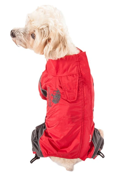 Touchdog Quantum-ice Full-bodied Adjustable And 3m Reflective Dog Jacket In Red Charcoal Grey
