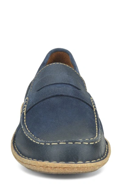 Born Negril Penny Loafer In Navy Distressed Leather