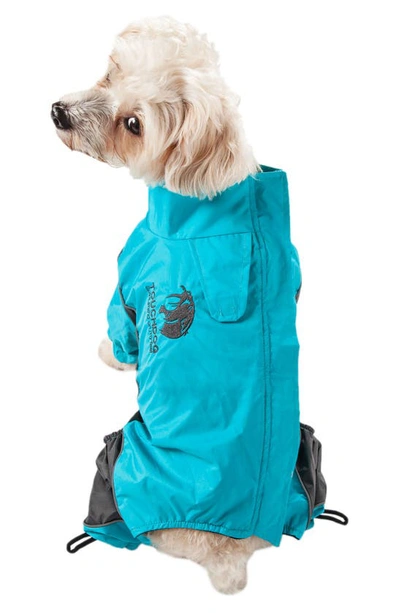Touchdog Quantum-ice Full-bodied Adjustable And 3m Reflective Dog Jacket In Ocean Blue Grey