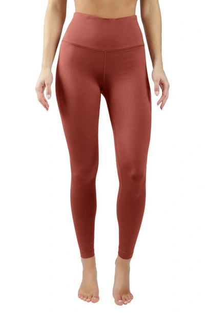 90 Degree By Reflex Soft Tech Fleece Lined High Rise Leggings In Earthen Red