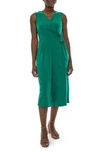 Nina Leonard Surplice Wrap Cropped Jumpsuit In Kelly Green