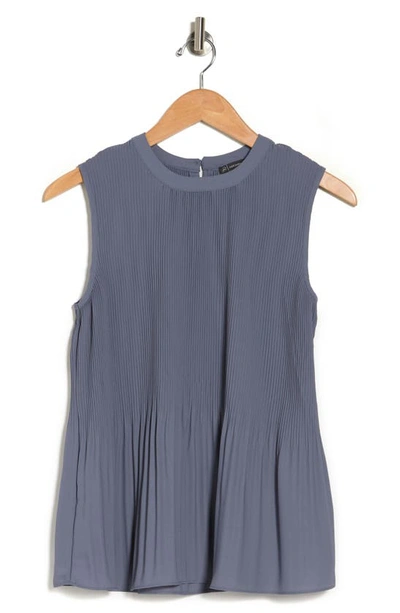 Adrianna Papell Pleated Sleeveless Tank Top In Dusty Blue