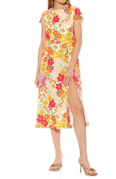 Alexia Admor Lily Crew Neck Midi Dress In Floral Party