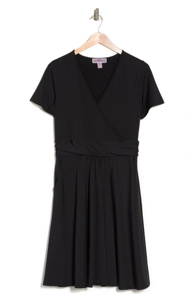 Love By Design Mallory Short Sleeve Wrap Dress In Black
