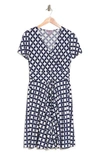 Love By Design Mallory Short Sleeve Wrap Dress In Retro Geo