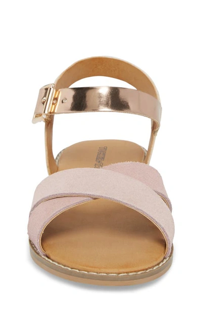 Tucker And Tate Arya Cross Strap Sandal In Rose Gold Faux Lea