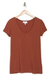Nordstrom Rack Scoop Neck Slub T-shirt In Rust Sequoia