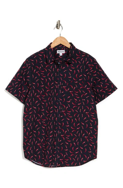 Abound Short Sleeve Chili Pepper Print Button Front Shirt In Navy Iris Chilis
