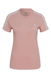 Adidas Originals 3-stripe Activewear Shirt In Wonder Mauve/white