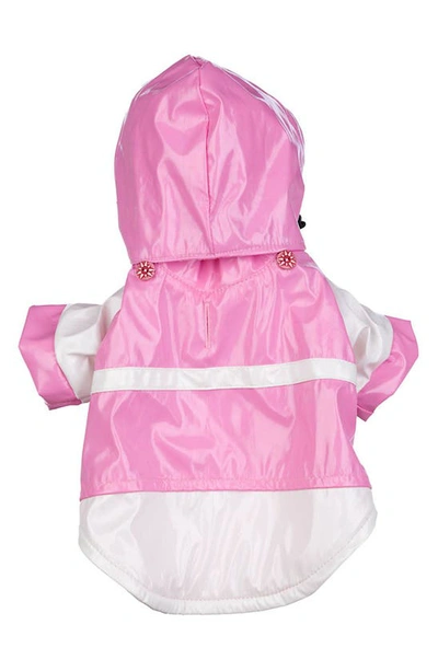 Pet Life Two-tone Adjustable Dog Raincoat In Pink And White