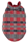 Pet Life Scotty Tartan Insulated Dog Jacket In Red And Grey Plaid
