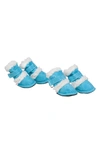 Pet Life Faux Shearling & Suede "duggz" Dog Shoes In Blue And White