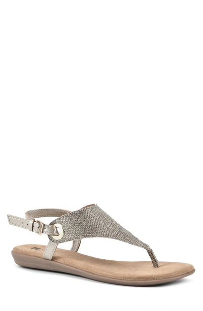 White Mountain London T-strap Sandal In Gold/ Glitter/ Fab