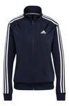Adidas Originals Women's Adidas Essentials Warm-up Tricot Slim 3-stripes Track Jacket (plus Size) In Legend Ink