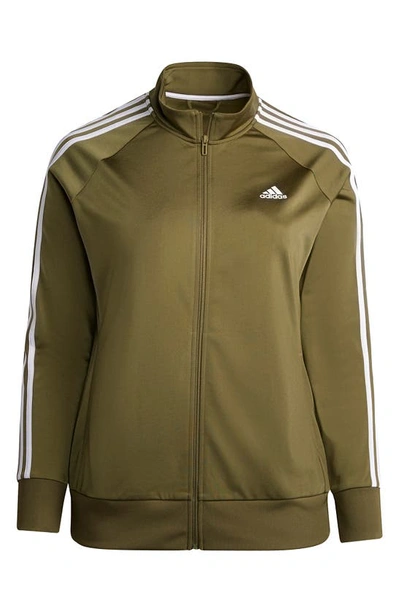 Adidas Originals Warm-pp Tricot Slim 3-stripes Track Jacket In Focus Olive