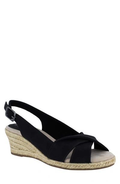 Easy Street Maureen Espadrille Slingback Sandals In Black