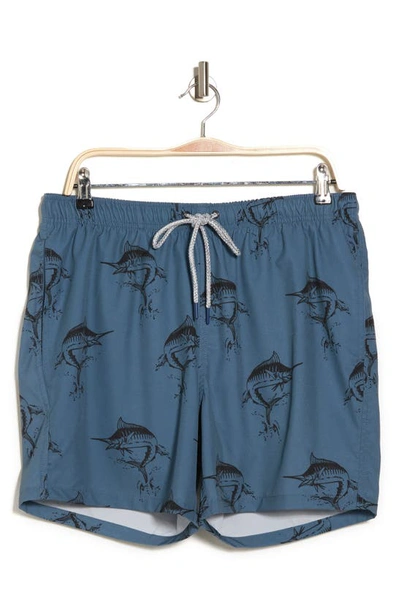 Rainforest Catch Swordfish Print Stretch Swim Trunks In Bering Sea