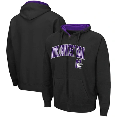 Colosseum Men's Northwestern Wildcats Arch & Logo 3.0 Full-zip Hoodie In Black
