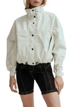 Noize Skye Stand Collar Drawcord Rain Jacket In Offwhite