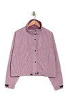 Noize Skye Stand Collar Drawcord Rain Jacket In Mauve