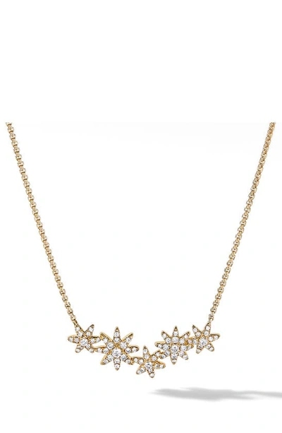 David Yurman 18kt Yellow Gold Starburst Diamond Cluster Station Necklace In Diamond/ Yellow Gold