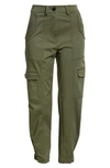 Derek Lam 10 Crosby Elian Cropped Belted Cotton-blend Twill Tapered Pants In Fatigue