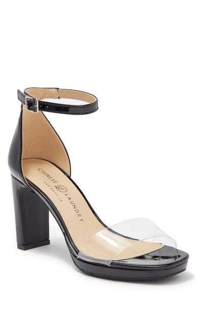 Chinese Laundry Timi Ankle Strap Sandal In Black Patent