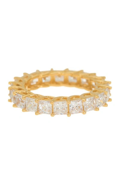 Suzy Levian Sterling Silver & Square Sapphire Eternity Ring In Yellow