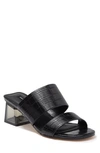French Connection Croc Embossed Block Heel Sandal In Black