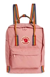 Fjall Raven Kånken Rainbow Water Resistant Backpack In Pink-rainbow Pattern
