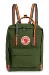 Fjall Raven Fjällräven Kånken Rainbow Water Resistant Backpack In Spruce Green-rainbow Pattern