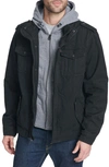 Levi's Men's Big & Tall Sherpa Lined Two Pocket Hooded Trucker Jacket In Black