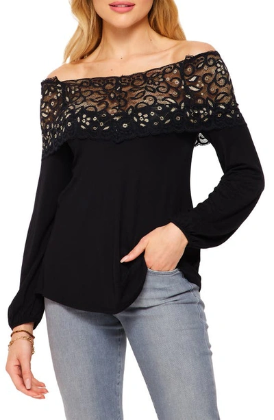 Bluegrey Drop Shoulder Lace Tunic In Charcoal