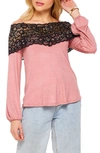 Bluegrey Drop Shoulder Lace Tunic In Rose Dusty