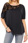 Bluegrey Lace Drop Shoulder Tee In Charcoal