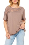 Bluegrey Lace Drop Shoulder Tee In Light Mocha