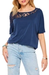 Bluegrey Lace Drop Shoulder Tee In Navy Dark