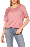 Bluegrey Lace Drop Shoulder Tee In Rose Dusty