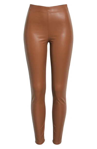 Rag & Bone Nina High Waist Pull On Faux Leather Skinny Pants In Cognac