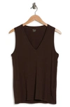 Madewell V-neck Cotton Tank In Dark Coffee