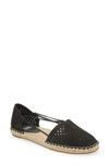 Eileen Fisher Lee Perforated Suede Flat Espadrilles In Black