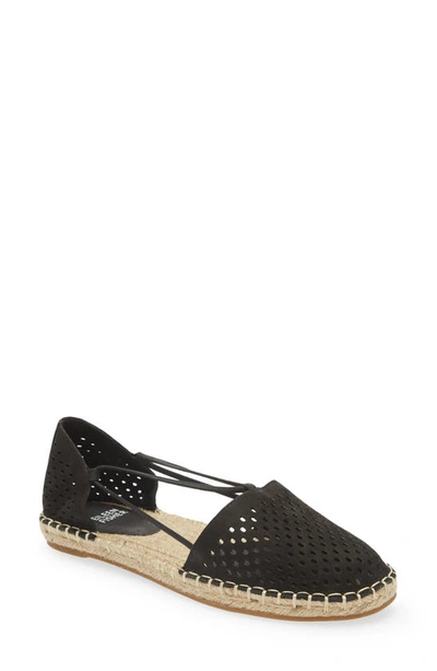 Eileen Fisher Lee Perforated Suede Flat Espadrilles In Black